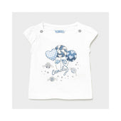 Mayoral Baby Girl White with Blue Candy Print T-Shirt